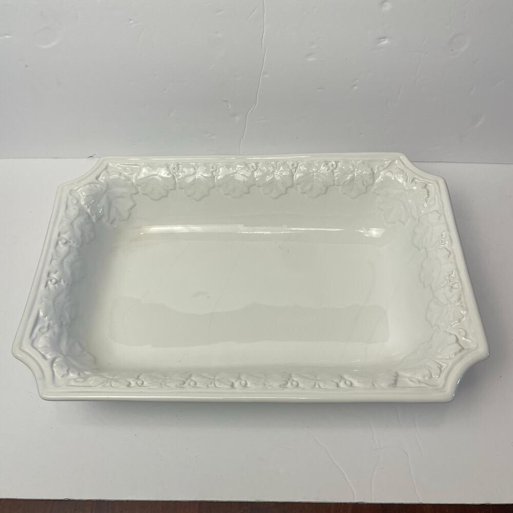 CWC Italian Made Rectangular Embossed Serving Platter Leaf Pattern Dish 14”